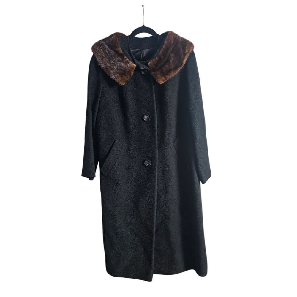 RICEMOR Vintage Wool Mink‎ Collar Coat - Size 12